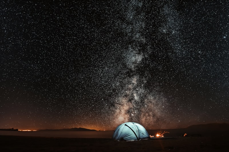 Luxury glamping tent with mountain view